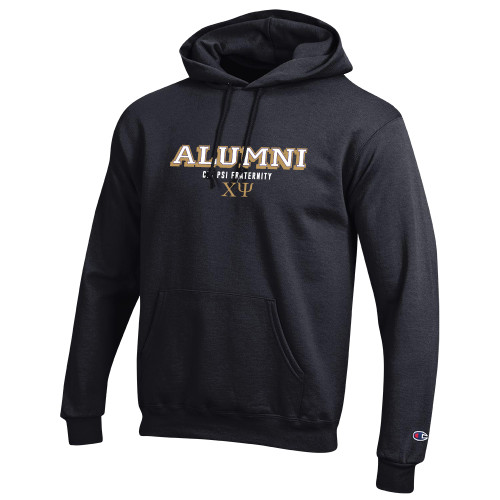  Champion Black Fleece Hoodie - Alumni Collegiate Text Chi Psi Fraternity Greek Letters