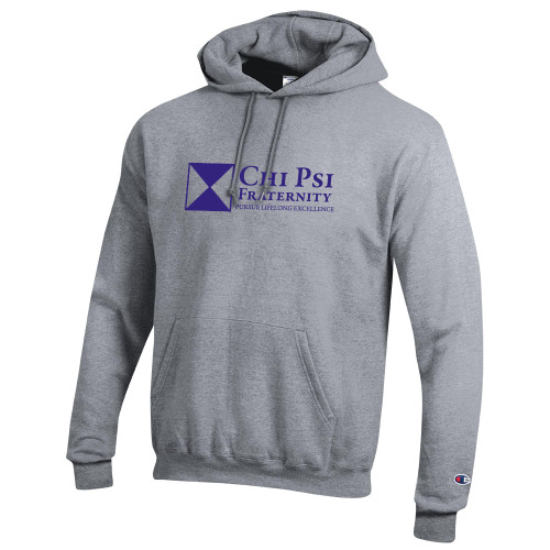  Champion Heather Grey Fleece Hoodie - Chi Psi Fraternity Pursue Lifelong Excellence