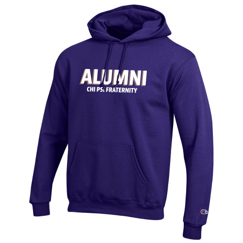  Champion Purple Fleece Hoodie - Alumni Block Shadow Chi Psi Fraternity