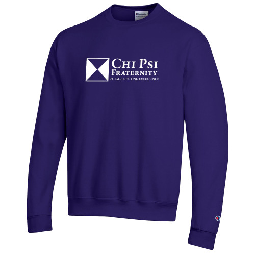  Champion Purple Fleece Crew - Chi Psi Fraternity Pursue Lifelong Excellence