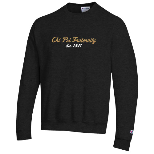  Champion Black Fleece Crew - Chi Psi Fraternity Est  1841 Script