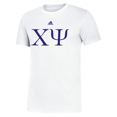  Adidas White Fresh Tee - Chi Psi Greek Letters