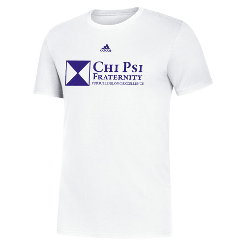  Adidas White Fresh Tee - Chi Psi Fraternity Pursue Lifelong Excellence