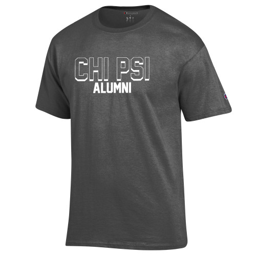  Champion Granite Heather T Shirt - Chi Psi Alumni Block with Outline