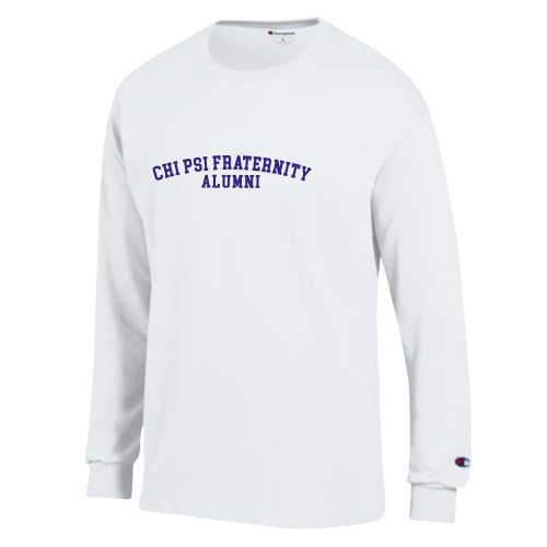  Champion White Long Sleeve T Shirt - Chi Psi Fraternity Arched Alumni