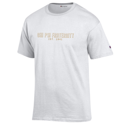  Champion White T Shirt - Chi Psi Fraternity Est 1841