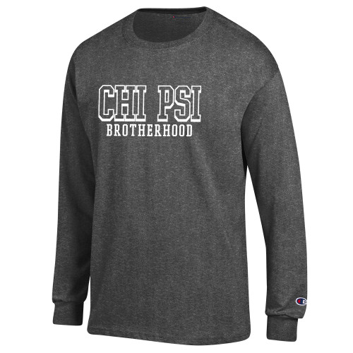 Champion Granite Heather Long Sleeve T Shirt - Chi Psi Brotherhood Collegiate