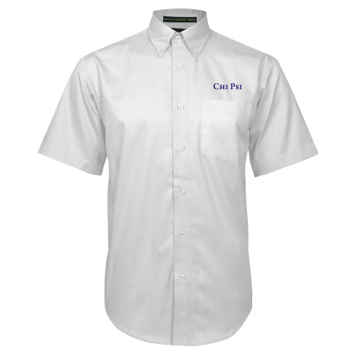 White Twill Button Down Short Sleeve - Chi Psi