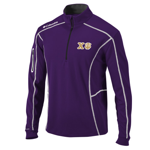  Columbia Purple Omni Wick Shotgun 1/4 Zip - Chi Psi Greek Letters with outline