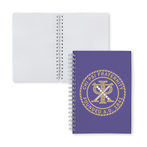  Clear 7 x 10 Spiral Journal Notebook - Chi Psi Seal