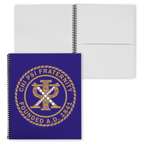  College Spiral Notebook w/Black Coil - Chi Psi Seal