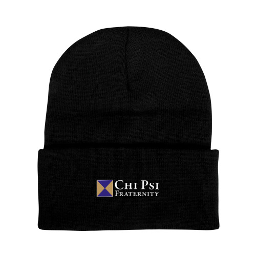  Black Knit Beanie w/Cuff - Chi Psi Fraternity
