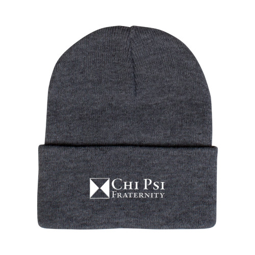  Grey Knit Beanie w/Cuff - Chi Psi Fraternity