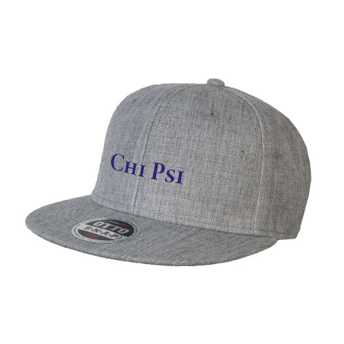  Heather Grey Wool Blend Flat Bill Snapback Hat - Chi Psi