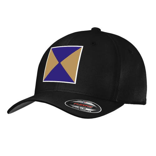  Black Flexfit Structured Low Profile Hat - Chi Psi Hourglass