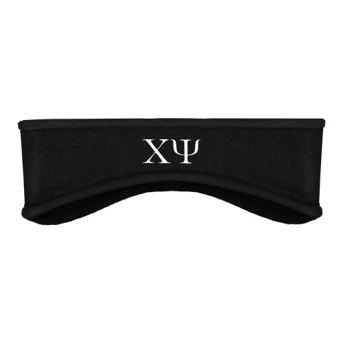  Black Stretch Fleece Headband - Chi Psi Greek Letters
