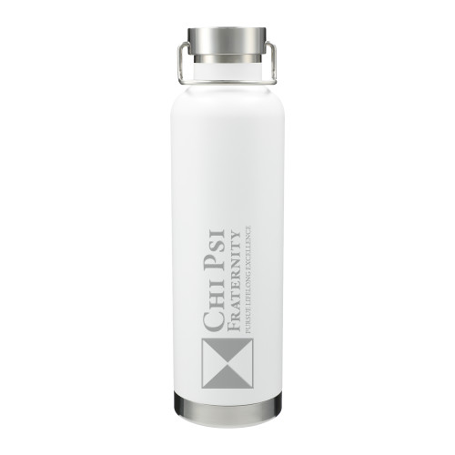  Thor Copper Vacuum Insulated White Bottle 32oz - Chi Psi Fraternity Pursue Lifelong Excellence Engraved