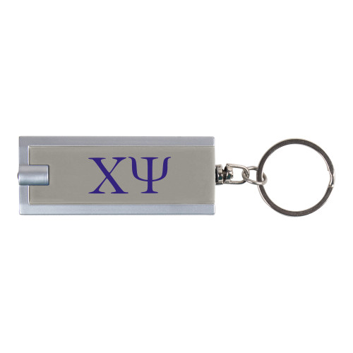  Turbo Silver Flashlight Key Holder - Chi Psi Greek Letters