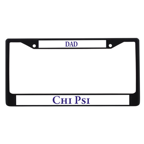  Dad Metal License Plate Frame in Black - Chi Psi