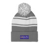 Thumbnail image for  Grey/White Two Tone Knit Pom Beanie w/Cuff