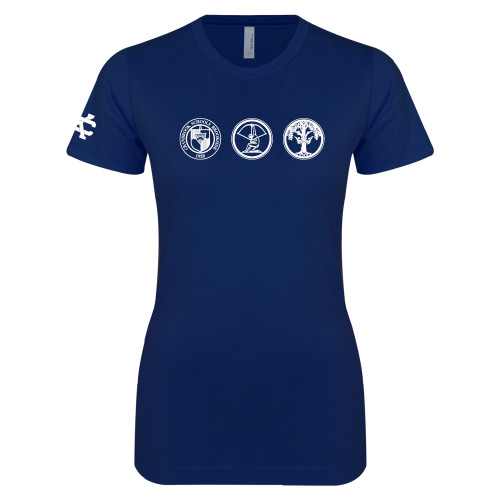  Next Level Womens Navy Boyfriend Tee - School Crests
