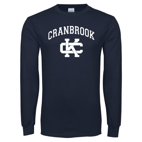  Navy Long Sleeve T-Shirt - Cranbrook Arched over Spirit Mark