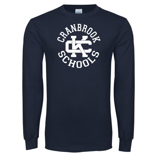  Navy Long Sleeve T-Shirt - Cranbrook Schools encircled Spirit Mark