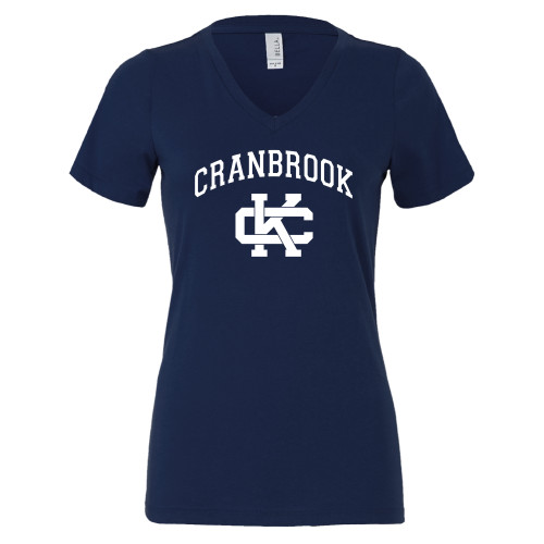  Bella + Canvas Womens Navy V Neck Cotton T Shirt - Cranbrook CK