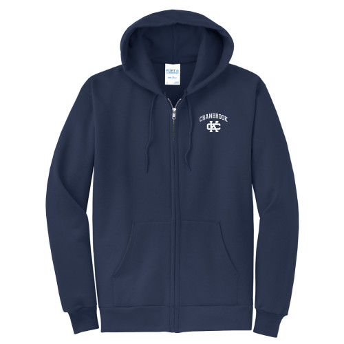  Extended Navy Fleece Full Zip Hoodie - Cranbrook CK