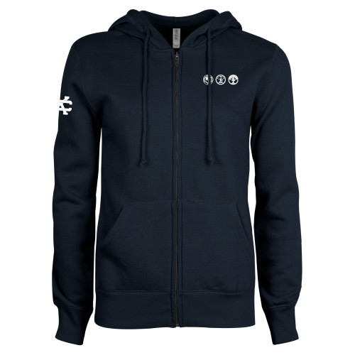  ENZA Womens Navy Fleece Full Zip Hoodie - School Crests