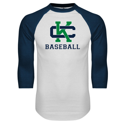  White/Navy Raglan Baseball T Shirt - Baseball