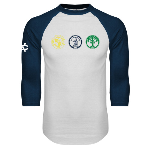  White/Navy Raglan Baseball T Shirt - School Crests