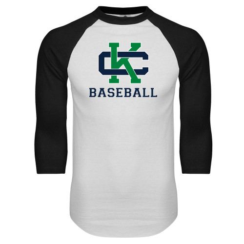  White/Black Raglan Baseball T Shirt - Baseball