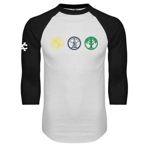  White/Black Raglan Baseball T Shirt - School Crests