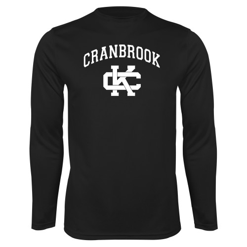  Black Performance Long Sleeve Shirt - Cranbrook Arched over Spirit Mark