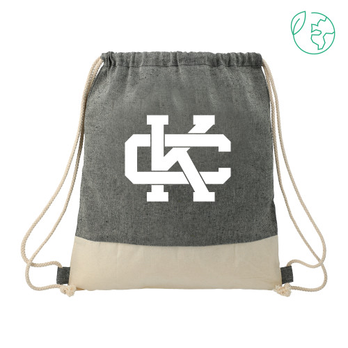  Split Recycled Cotton Natural/Black Drawstring Bag - Spirit Mark