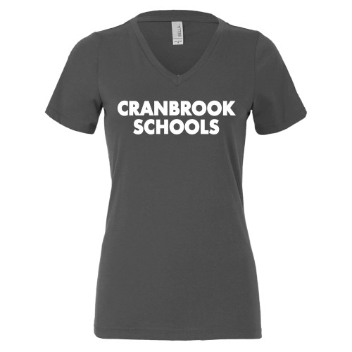  Bella + Canvas Womens Asphalt V Neck Cotton T Shirt - Cranbrook Schools
