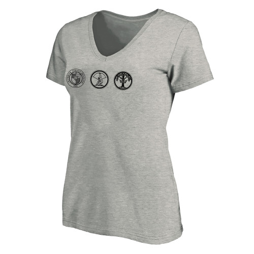 Womens Plus Heather Grey V Neck T Shirt - Cranbrook School Crests