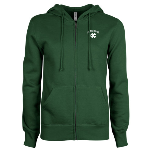  ENZA Womens Dark Green Fleece Full Zip Hoodie - Cranbrook CK