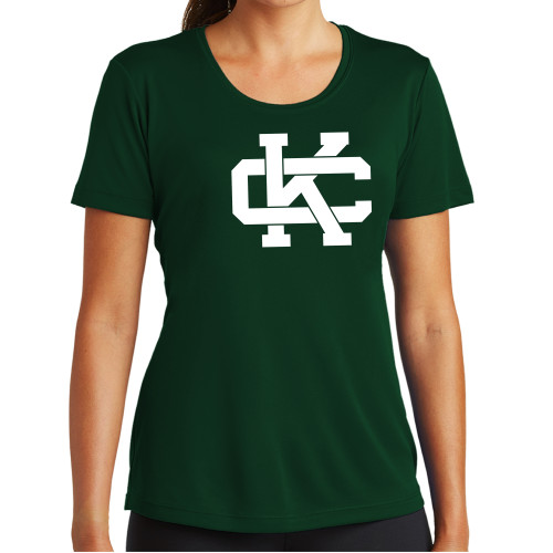  Womens Dark Green Performance Short Sleeve Tee - Primary Logo CK