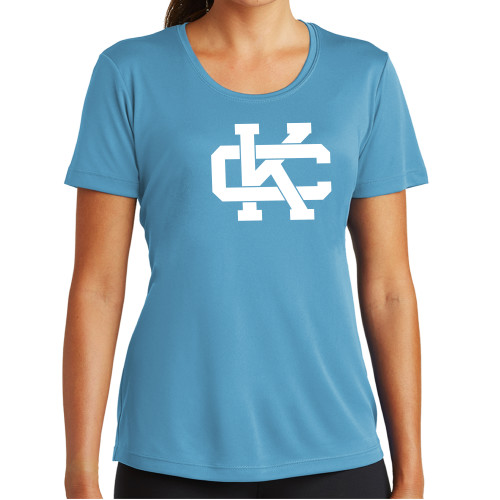  Womens Light Blue Performance Short Sleeve Tee - Primary Logo CK