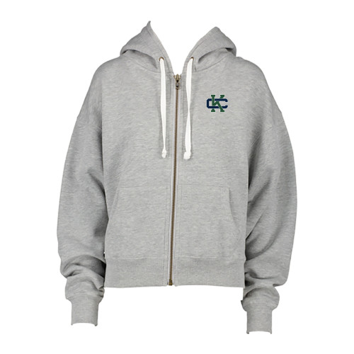  ENZA Womens Grey Boxy Full Zip Hood - Primary Logo CK