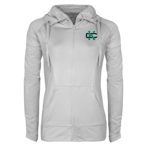  Womens White Sport Wick Stretch Full Zip Jacket - Spirit Mark
