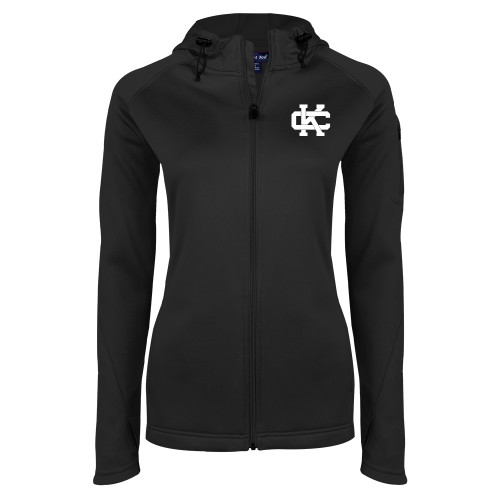  Womens Black Tech Fleece Full Zip Hooded Jacket - Spirit Mark
