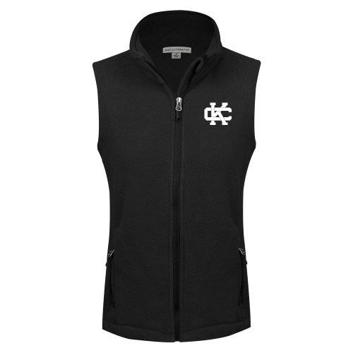  Womens Black Fleece Full Zip Vest - Spirit Mark