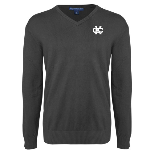  Charcoal Heather VNeck Sweater - Primary Logo CK