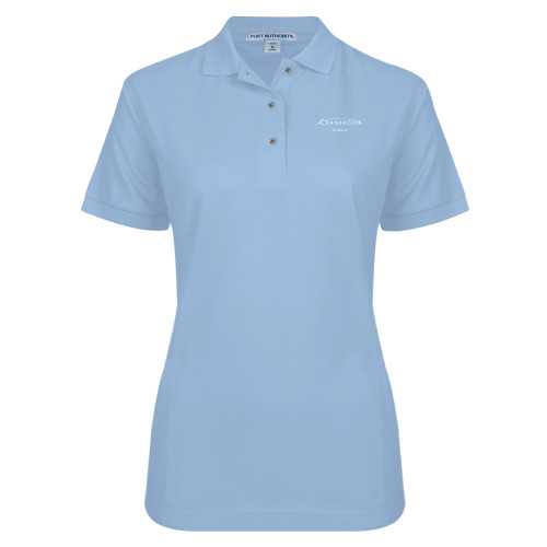  Womens Silk Touch Light Blue Pique Polo - Cranbrook Schools Signature