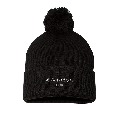 Sportsman Black Pom Pom Cuffed Beanie - Cranbrook Schools Signature