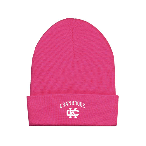  Fleece Lined Neon Pink Knit Beanie - Cranbrook CK