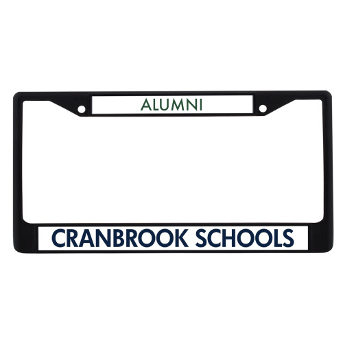  Alumni Metal License Plate Frame in Black - Cranbrook Schools Flat